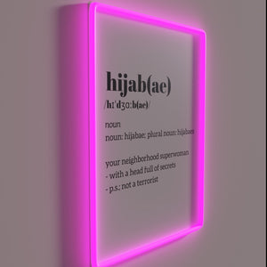 Hijab empowerment symbol shining in bold RGB neon light
