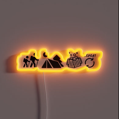 Colorful neon sign for outdoor enthusiasts and beer lovers alike