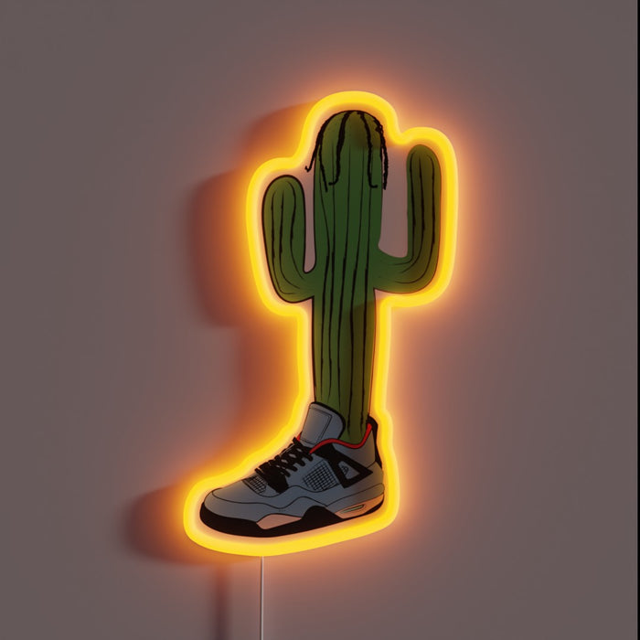 Hip-hop cactus neon sign — wild drip glow.