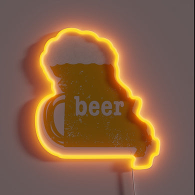 Neon beer sign for home brewer's hobby with Missouri flair