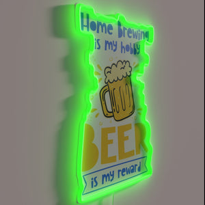 Neon sign celebrating home brew hobby and craft beer passion.