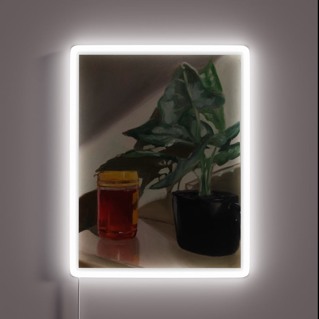 Vibrant Honey Oil Painting-Inspired Neon Sign with Glowing Rainbow Effect