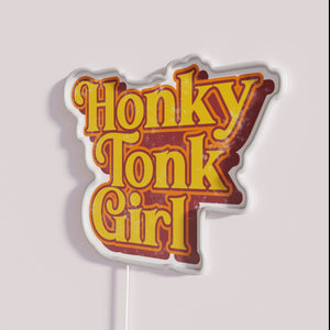 Vintage Country Style Neon Sign Decor with Honky Tonk Girl Character