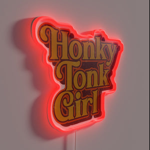 Country music inspired neon sign with colorful retro honky tonk vibe.