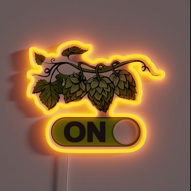 Neon Sign: Colorful Hops Display for Craft Beer Enthusiasts' Brew Room