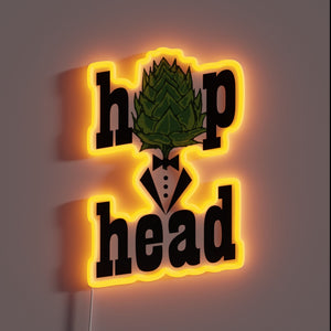Vibrant Hophead Brewery logo in colorful RGB neon lighting accents.