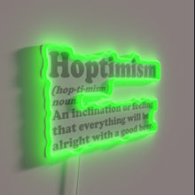 Charger l&#39;image dans la galerie, Neon Wall Sign with Vibrant Hoptimism Beer Drinker Design