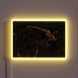Vibrant hyena silhouette glows with customizable RGB LED neon lighting effects
