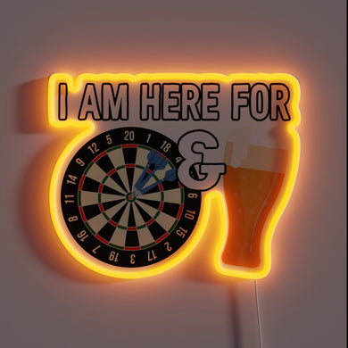 Glowing Beer Themed Neon Sign with Fun Dartboard Accents