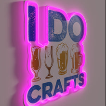 Charger l&#39;image dans la galerie, Crafty brewer&#39;s home workshop decorated with colorful beer theme neon