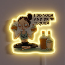 Charger l&#39;image dans la galerie, Neon Sign: Yoga meets Tequila in vibrant Cool White glow.