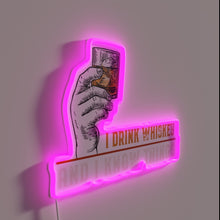 Charger l&#39;image dans la galerie, Whiskey Connoisseur Wisdom Sign with RGB Neon Glow Accents Displayed