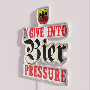 Neon Beer Sign with Humorous 'Give in to Beer' Quote