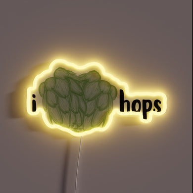 Illuminated Bar Decor with Love for Craft Beer Hops Sign