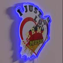 Charger l&#39;image dans la galerie, Vibrant neon sign featuring &#39;I Just Love German Music&#39; design.