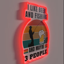 Charger l&#39;image dans la galerie, RGB Neon Sign: I Like Beer and Fishing Home Decor Item