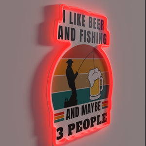 RGB Neon Sign: I Like Beer and Fishing Home Decor Item