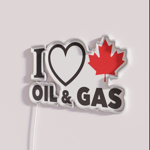 Neon Canadian Pride Alberta Oil Gas Sign with Maple Leaf Symbol