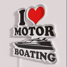 Charger l&#39;image dans la galerie, Colorful &#39;I Love Motor Boating&#39; humorous boater themed neon sign decoration