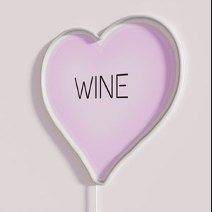 Neon Wine Heart Sign for Home Decor and Wine Lovers