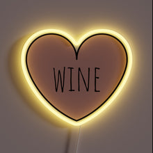 Charger l&#39;image dans la galerie, Vibrant wine-inspired heart-shaped neon sign with colorful RGB glow effect.