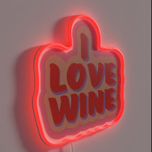 Charger l&#39;image dans la galerie, Eye-catching RGB neon sign expressing love for wine and good times.