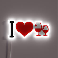 Charger l&#39;image dans la galerie, Vibrant I Love Wine Sign in Bold Neon Colors Glowing