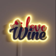 Charger l&#39;image dans la galerie, Vibrant I Love Wine Neon Sign with Color-Changing RGB Lights