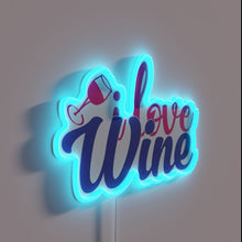 Charger l&#39;image dans la galerie, I love wine&quot; colorful LED neon bar decor statement sign.