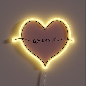 Illuminated neon bar decoration for oenophiles with a bold glow