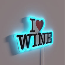 Charger l&#39;image dans la galerie, I love wine&quot; neon sign with colorful RGB lighting effect.