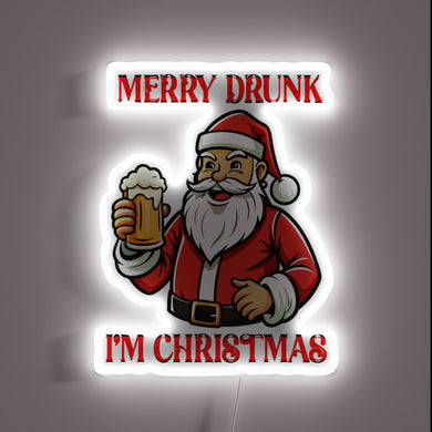 Vibrant neon sign featuring colorful drunk and sober phrases together.