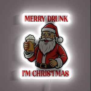 Vibrant neon sign featuring colorful drunk and sober phrases together.
