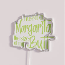 Charger l&#39;image dans la galerie, Eye-catching neon bar decor with humorous margarita-themed motivational quote sign.