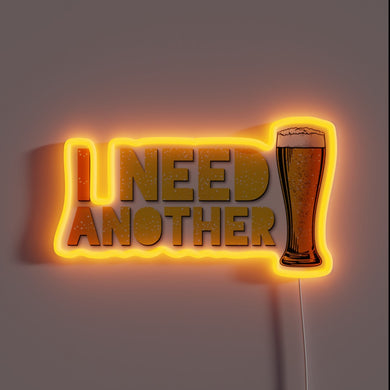 Retro-Style I Need Another Beer Neon Sign for Home Bar