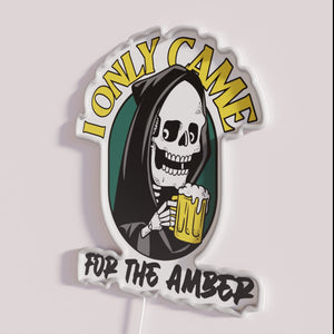 Darkly Chic Neon Death Sign with Amber Grim Reaper Design