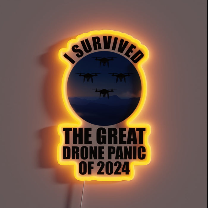 Eye-catching retro-style sign commemorating the Great Drone Alarm of 2024.