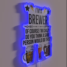 Charger l&#39;image dans la galerie, Colorful neon sign declaring pride in beer brewing eccentricity humorously.