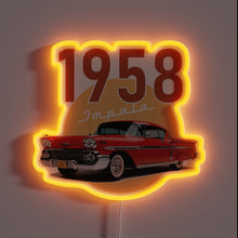 Charger l&#39;image dans la galerie, Vintage 1958 Impala Chevrolet Classic Car RGB Neon Bar Sign Artwork