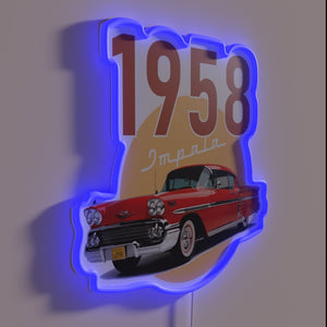 Vibrant 1958 Chevy Impala Classic Car Neon Sign Lighting Artwork