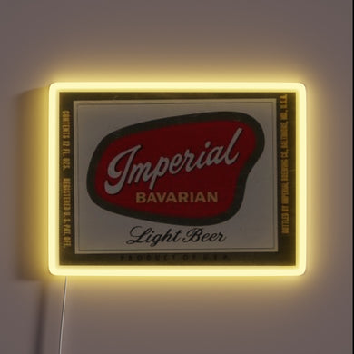 Neon LED light with vibrant Imperial Bavarian beer logo design.
