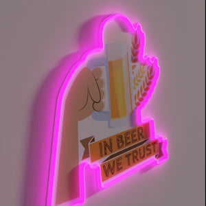Vibrant RGB Neon Sign Featuring Hops and Malt Icons