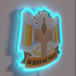 Neon Beer Bar Sign: 'In Beer We Trust' Oktoberfest Spirit