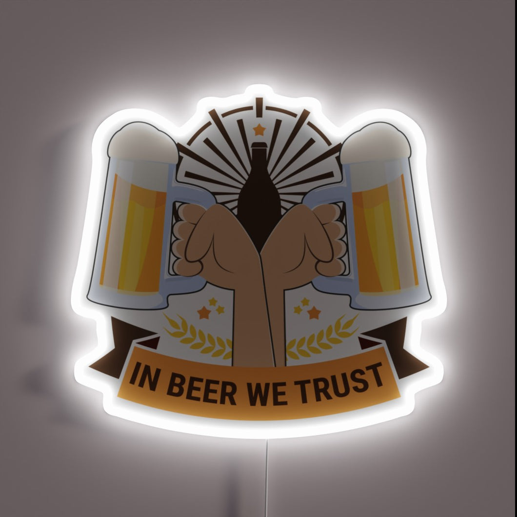 Neon beer pub decor sign with vibrant Oktoberfest colors glowing
