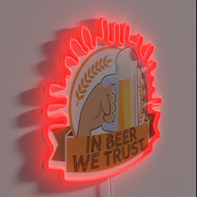 Charger l&#39;image dans la galerie, Vibrant Oktoberfest-inspired beer enthusiast decor with colorful neon accents lighting.