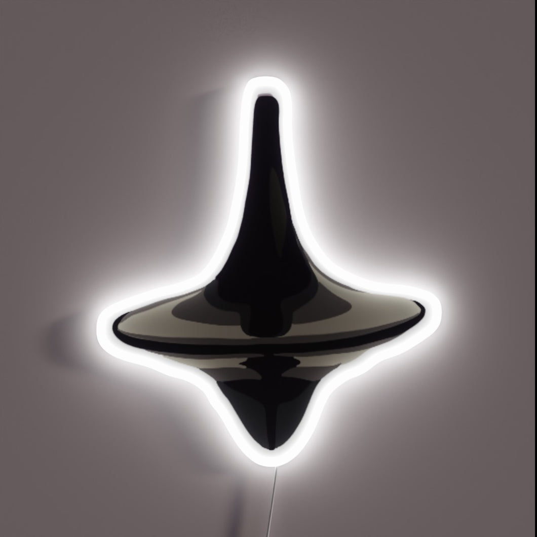 Inception totem neon sign glowing in white outline.