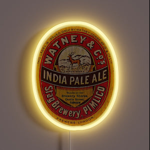 Vibrant RGB Neon Sign Featuring Iconic IPA Beer Label Design