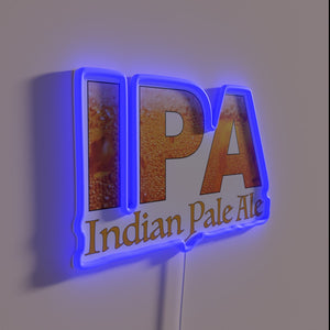 Colorful IPA beer bar decor with vibrant neon lighting accents.