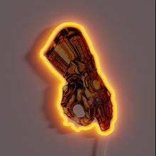 Charger l&#39;image dans la galerie, Infinity Gauntlet neon sign with Circle Game gesture – bold Marvel-inspired wall art for game rooms, man caves, or superhero fan collections