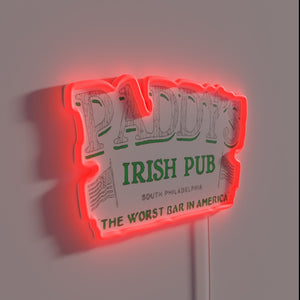 Vibrant Irish Pub Sign with Dynamic RGB Neon Lighting Glow